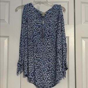 Charlie Paige Blue Animal Print Blouse